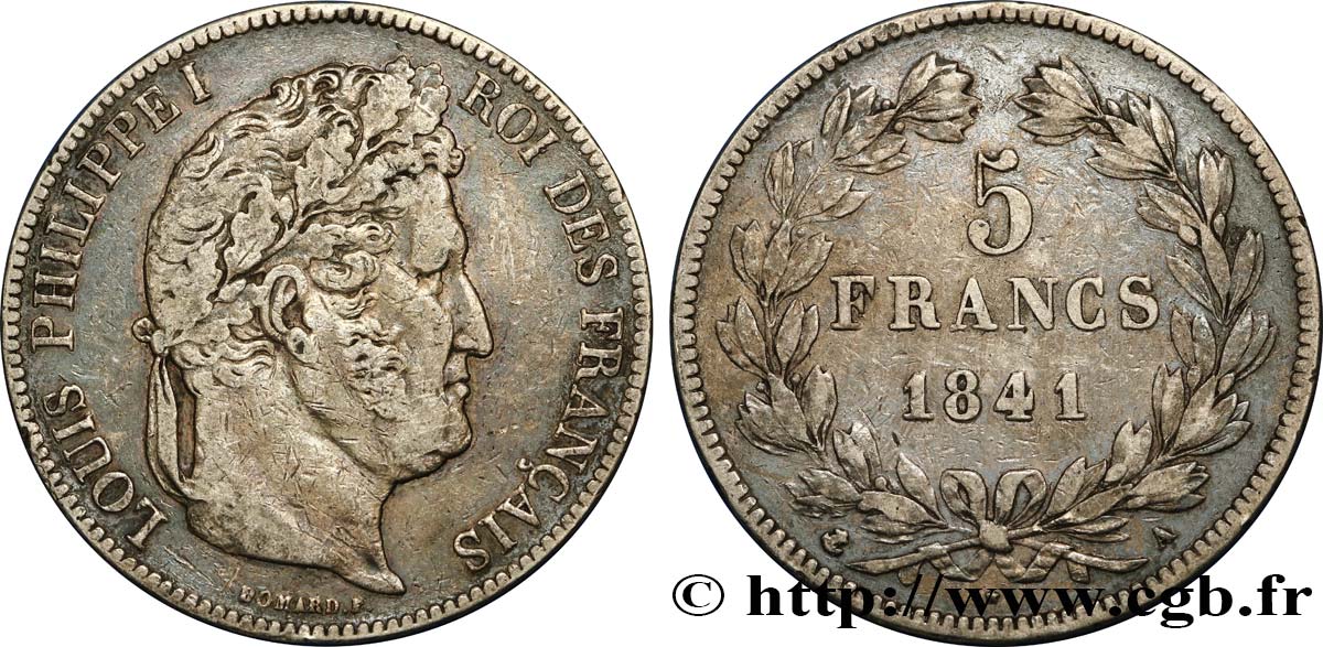 5 francs, IIe type Domard 1841 Paris F.324/90 BC35 