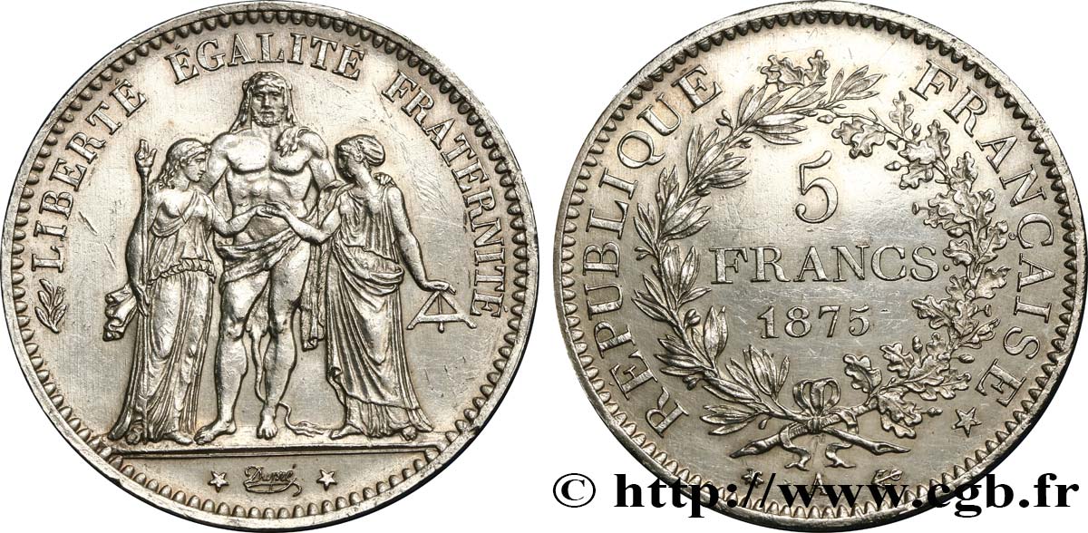 5 francs Hercule 1875 Paris F.334/14 SUP+ 