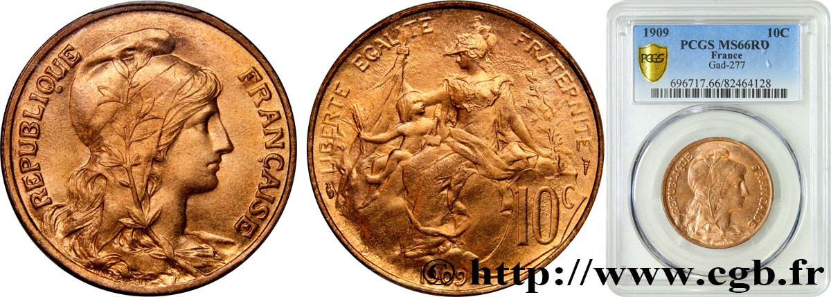 10 centimes Daniel-Dupuis 1909  F.136/18 FDC66 PCGS