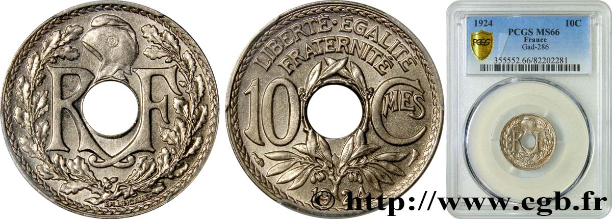 10 centimes Lindauer 1924 Paris F.138/10 MS66 PCGS