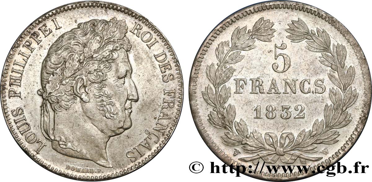 5 francs IIe type Domard 1832 Lille F.324/13 TTB52 