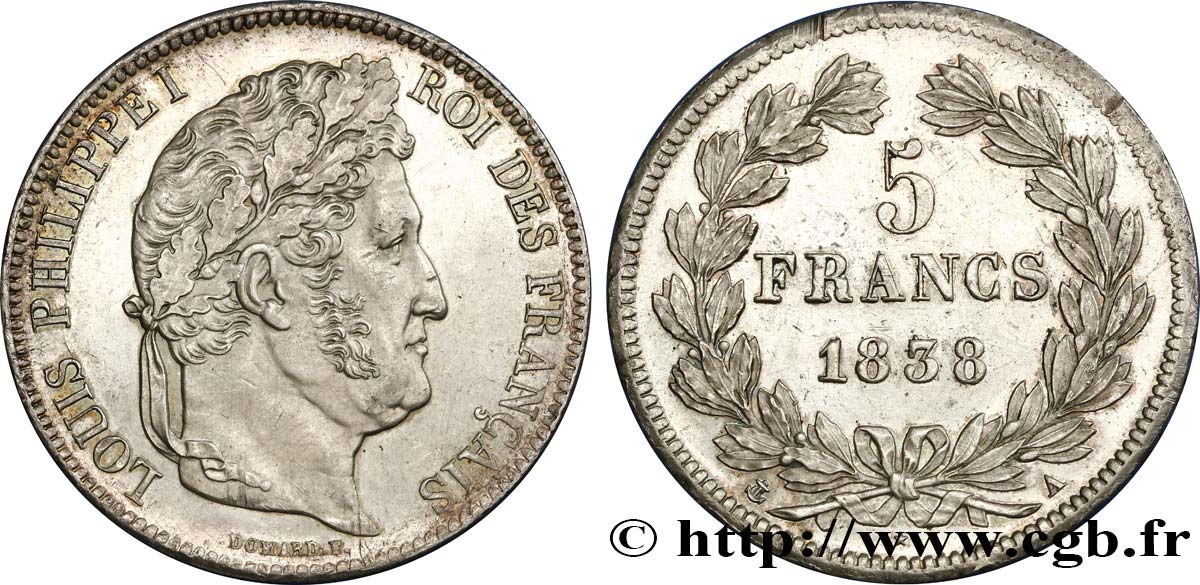 5 francs IIe type Domard 1838 Paris F.324/68 MBC52 