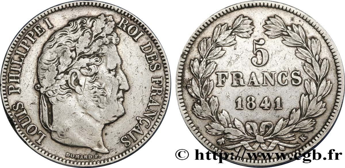 5 francs IIe type Domard 1841 Bordeaux F.324/93 VF35 