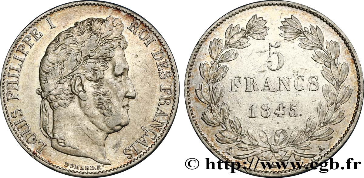 5 francs IIIe type Domard 1845 Paris F.325/6 MBC48 