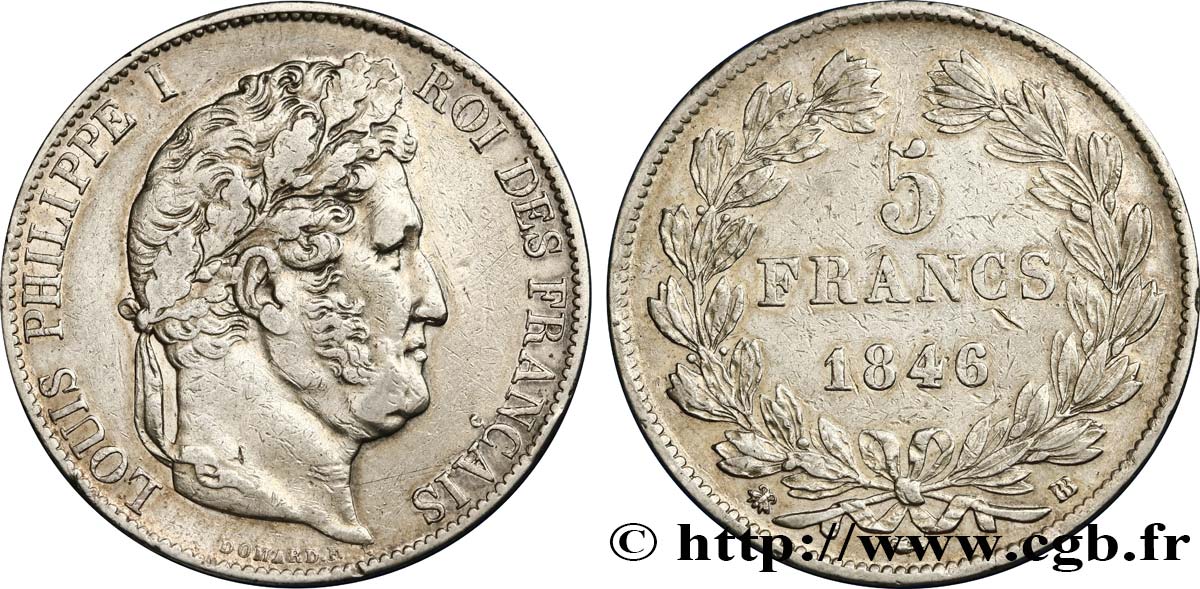 5 francs IIIe type Domard 1846 Strasbourg F.325/11 MBC45 