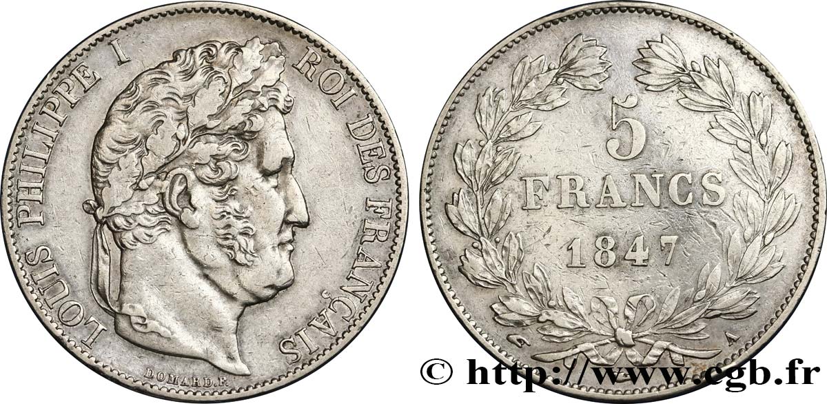 5 francs IIIe type Domard 1847 Paris F.325/14 BB48 