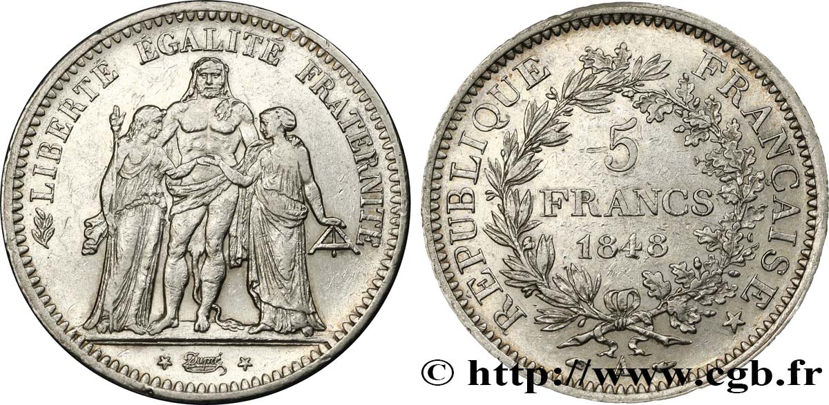 5 francs Hercule, IIe République 1848 Paris F.326/1 TTB48 