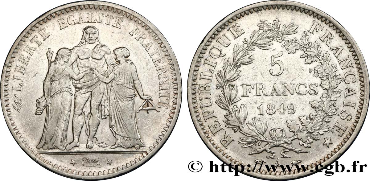 5 francs Hercule, IIe République 1849 Paris F.326/5 BC35 