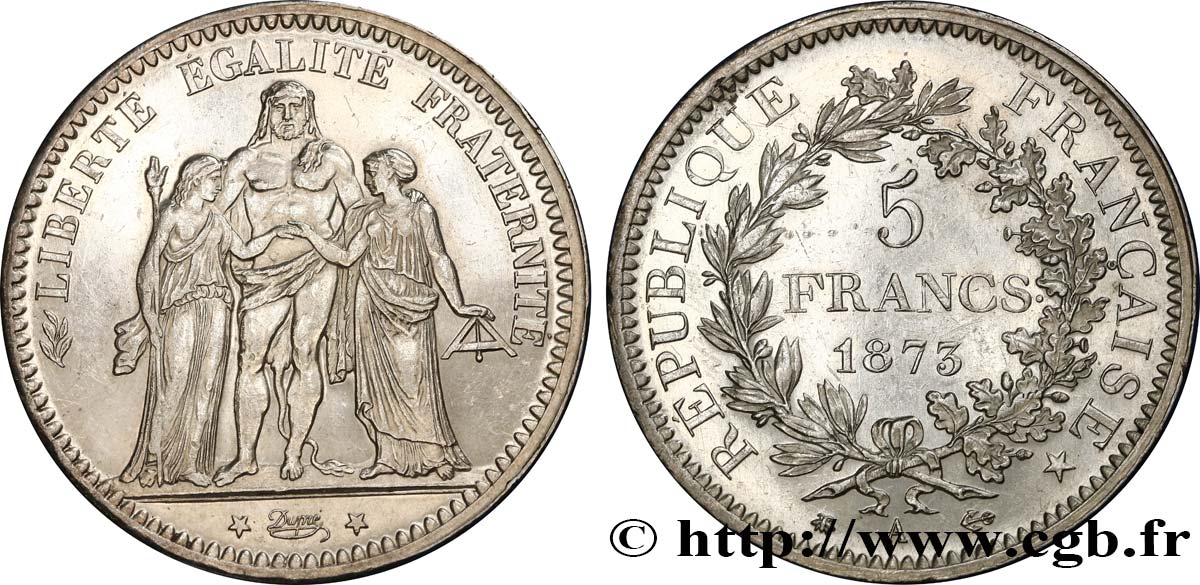 5 francs Hercule 1873 Paris F.334/9 EBC58 