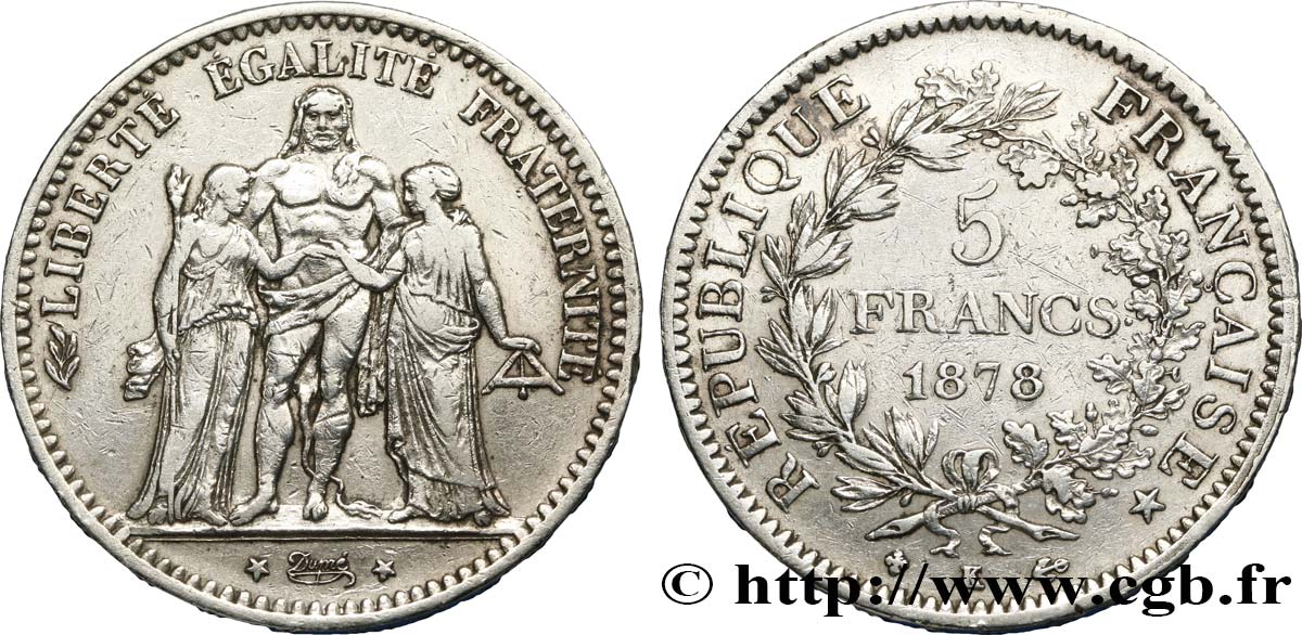 5 francs Hercule 1878 Bordeaux F.334/23 TB35 