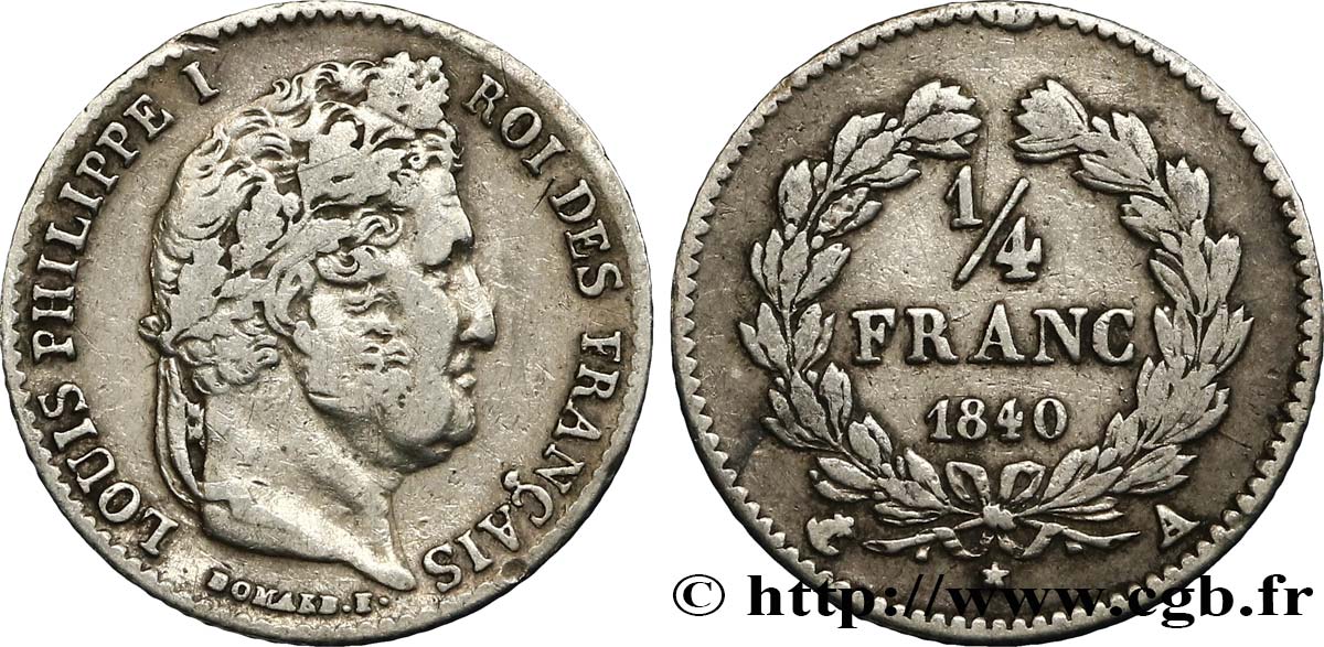 1/4 franc Louis-Philippe 1840 Paris F.166/80 VF35 