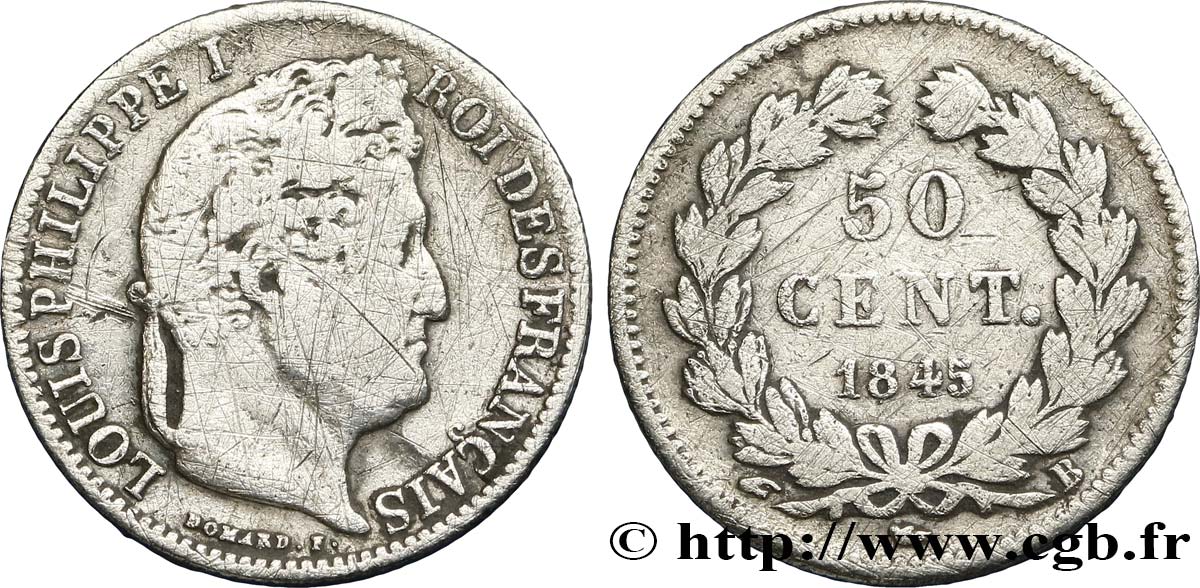 50 centimes Louis-Philippe 1845 Rouen F.183/1 B10 