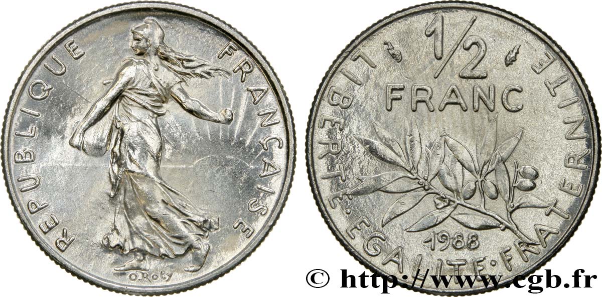 1/2 franc Semeuse 1988 Pessac F.198/27 SC63 