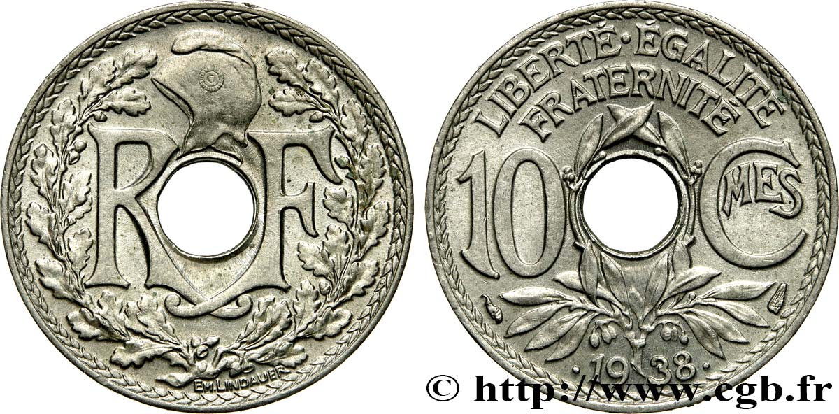 10 centimes Lindauer, maillechort 1938  F.139/2 EBC62 
