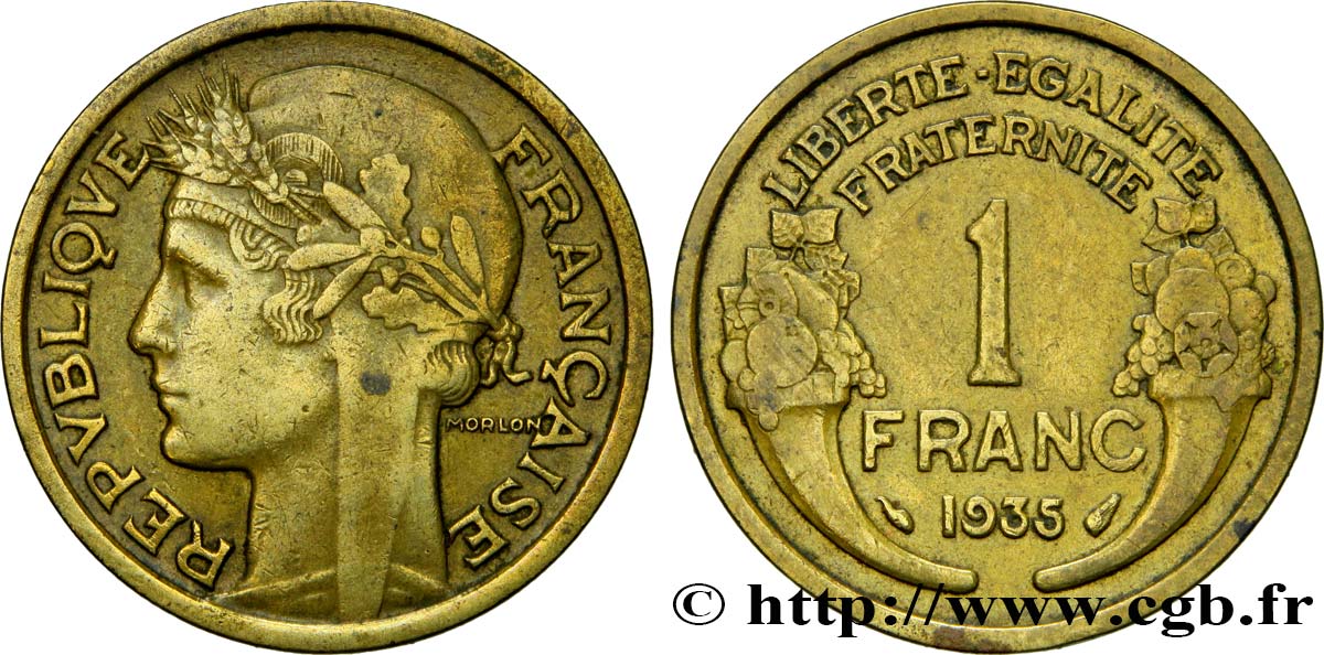 1 franc Morlon 1935 Paris F.219/6 XF40 