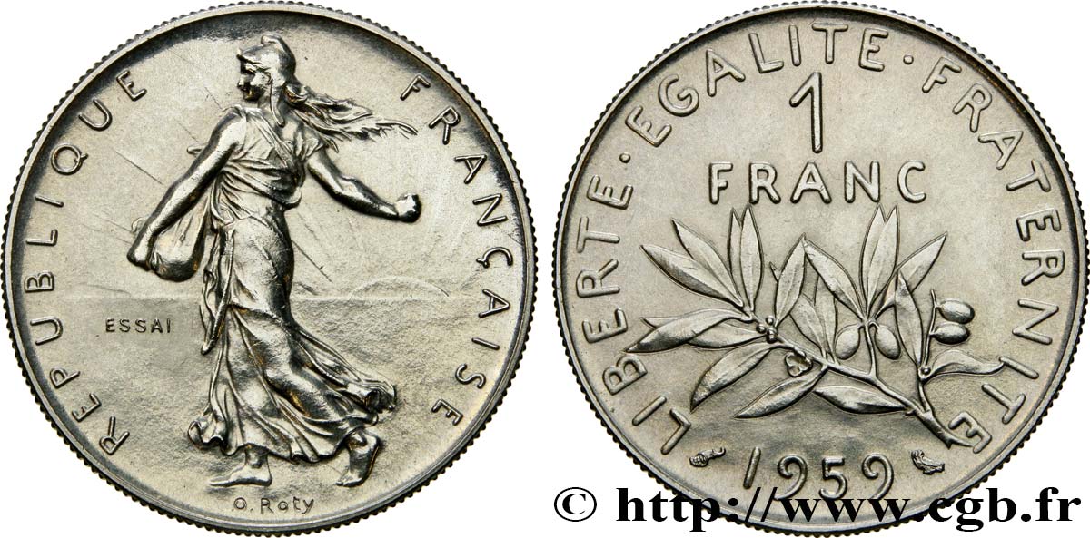 Essai de 1 franc Semeuse, nickel 1959 Paris F.226/3 fST64 