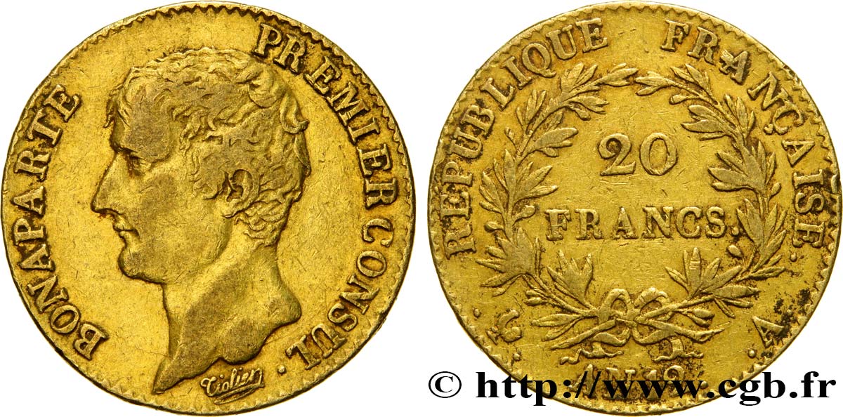 20 francs or Bonaparte Premier Consul 1804 Paris F.510/2 MB35 