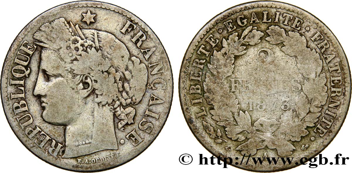 2 francs Cérès, avec légende 1873 Paris F.265/10 B12 