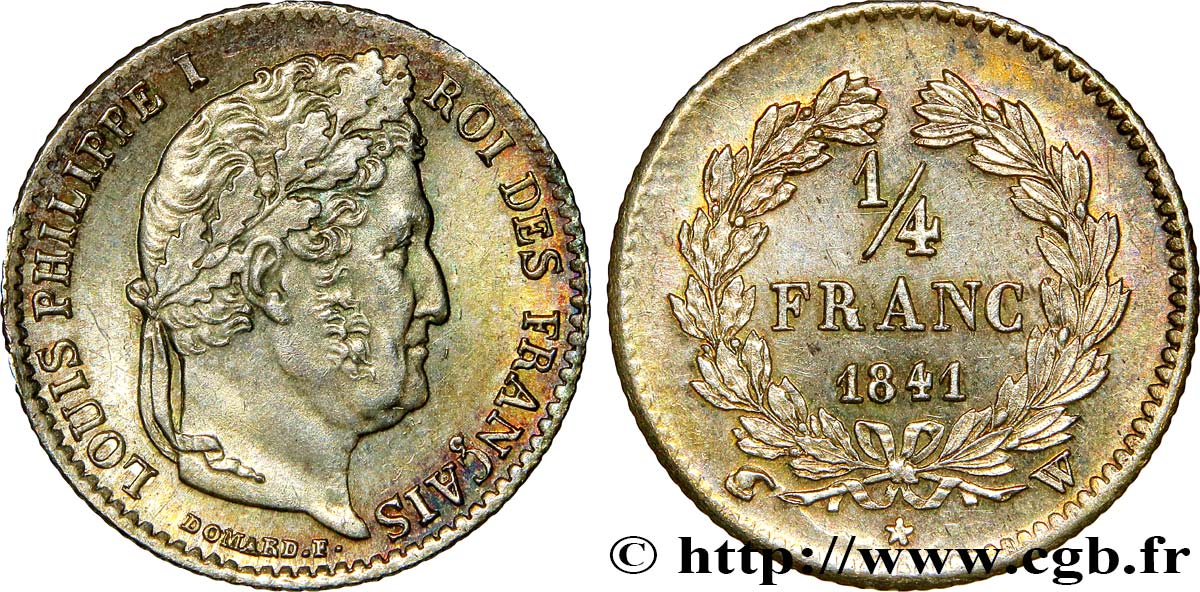 1/4 franc Louis-Philippe 1841 Lille F.166/88 EBC55 