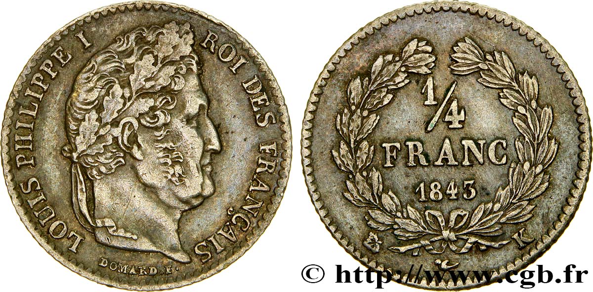 1/4 franc Louis-Philippe 1843 Bordeaux F.166/95 TTB48 