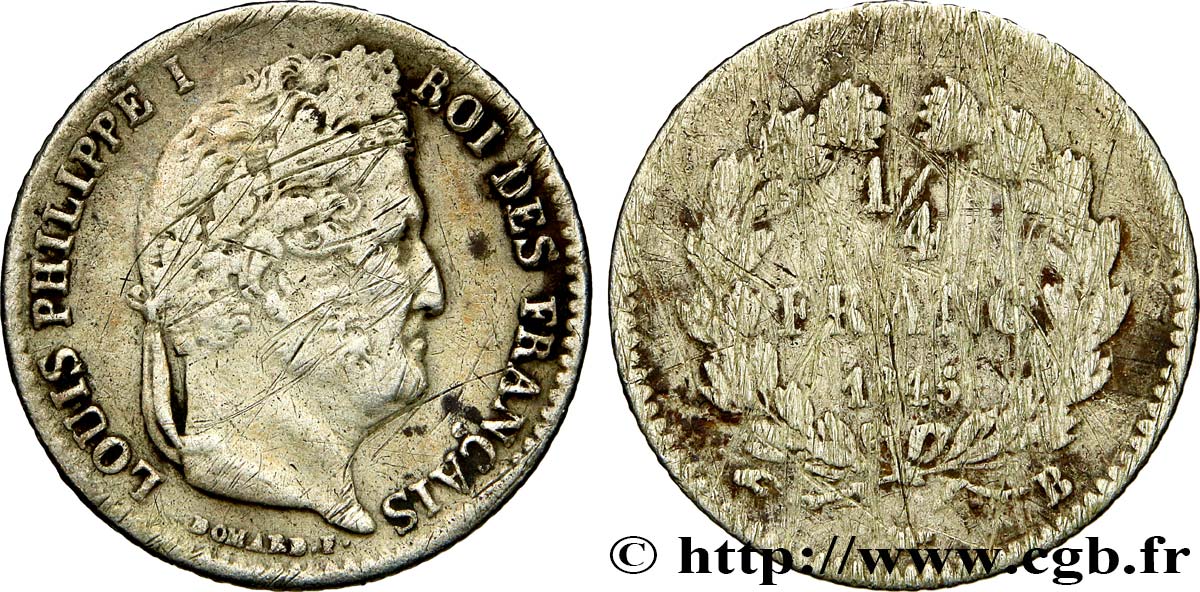 1/4 franc Louis-Philippe 1845 Rouen F.166/103 RC 
