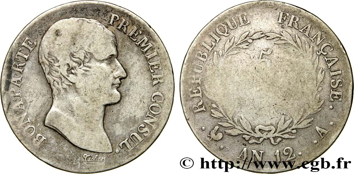 5 francs Bonaparte Premier Consul 1804 Paris F.301/9 F15 