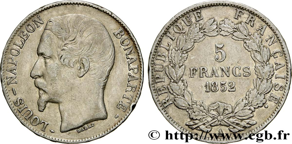 5 francs Louis-Napoléon, 1er type 1852 Paris F.329/1 BC35 