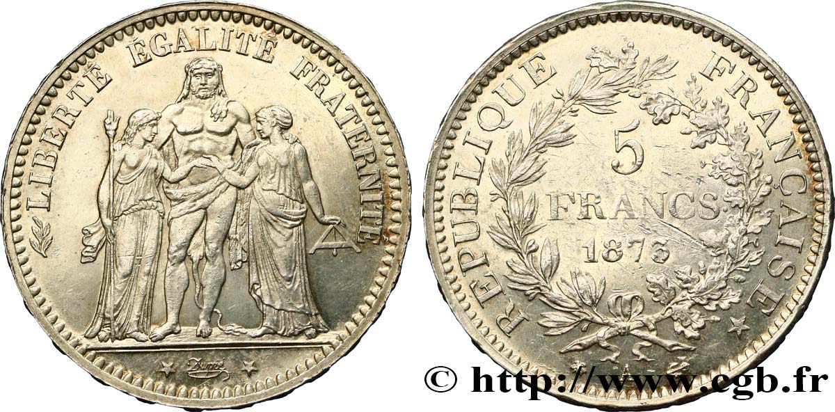 5 francs Hercule 1873 Paris F.334/9 SPL58 