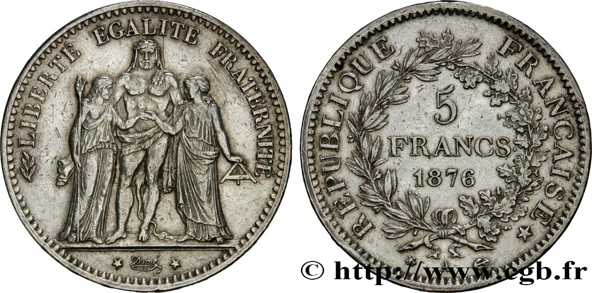 5 francs Hercule 1876 Paris F.334/17 MBC 