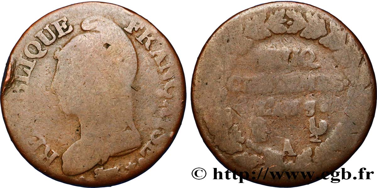 Cinq centimes Dupré, grand module, CNIQ 1799 Paris F.115/49 B10 