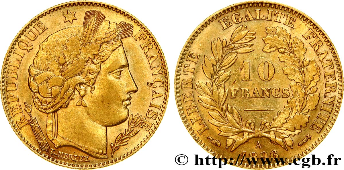 10 francs or Cérès, Troisième République 1896 Paris F.508/4 TTB52 