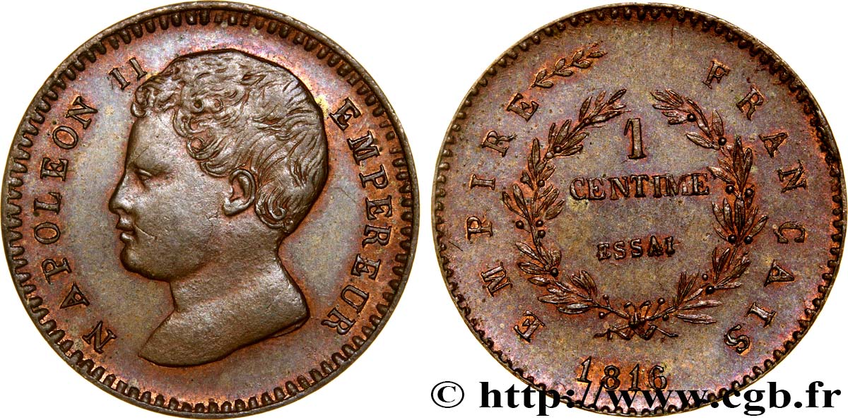 Essai de 1 centime en bronze 1816  VG.2415  SPL62 