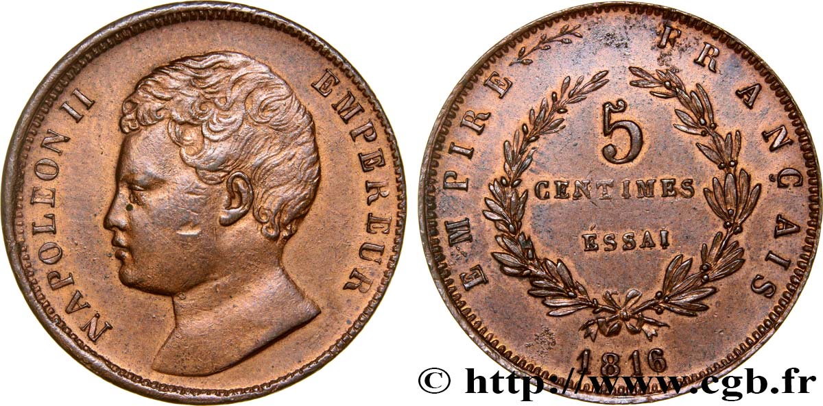 Essai de 5 centimes en bronze 1816  VG.2413  EBC60 