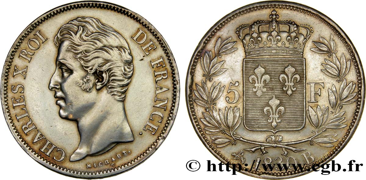 5 francs Charles X, 2e type 1830 Rouen F.311/41 EBC 
