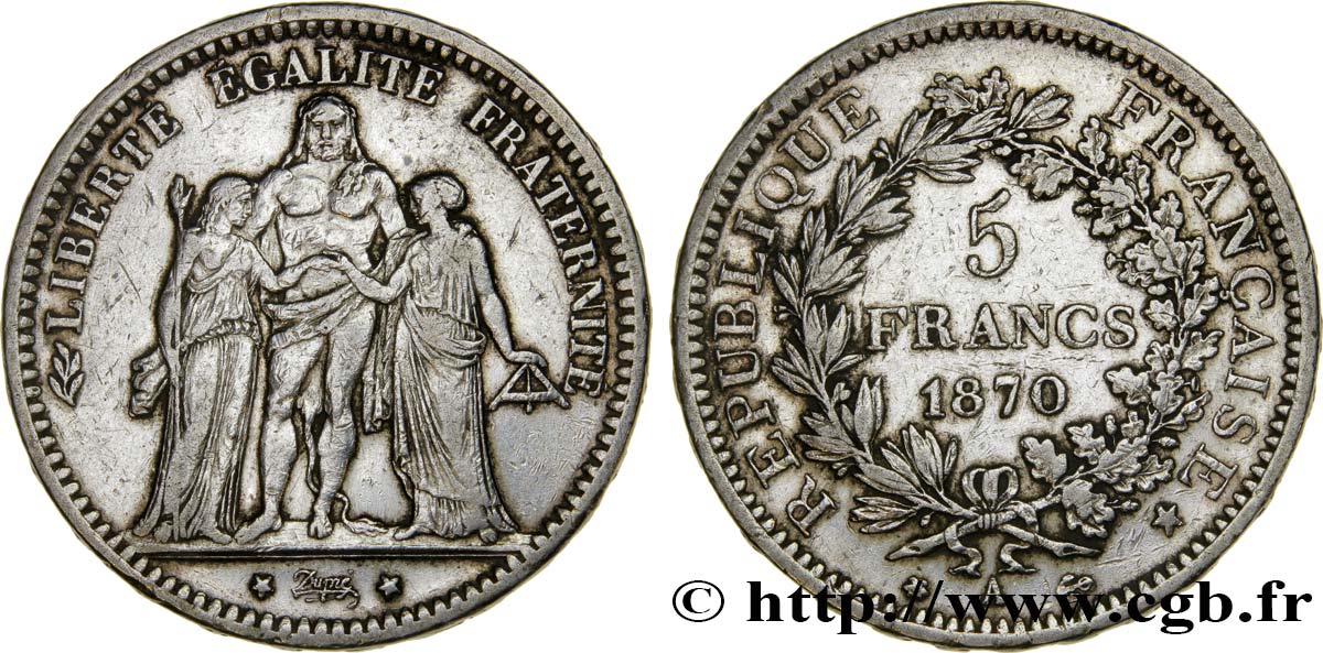 5 francs Hercule 1870 Paris F.334/1 MBC 