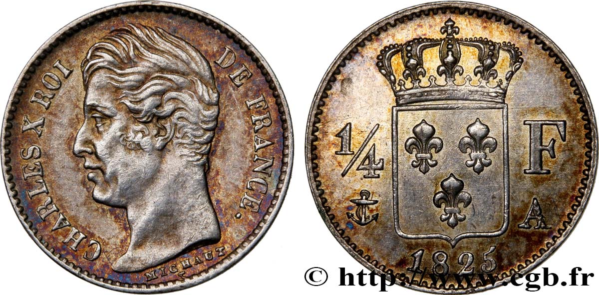 1/4 franc Charles X 1825 Paris F.164/1 SS52 