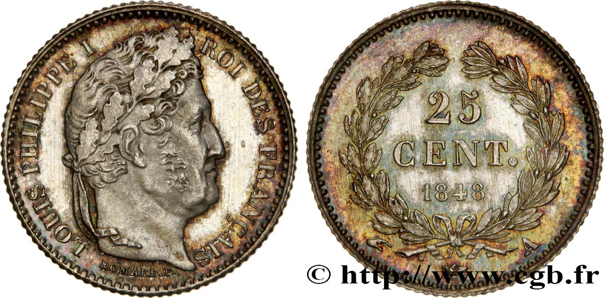 25 centimes Louis-Philippe 1848 Paris F.167/12 fST63 