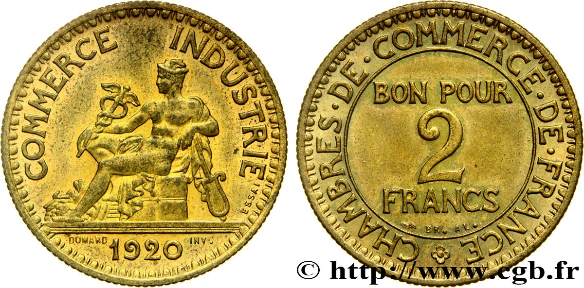 Essai de 2 francs Chambres de Commerce 1920 Paris F.267/1 VZ60 