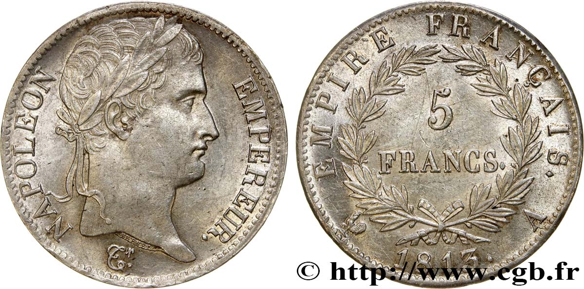 5 francs Napoléon Empereur, Empire français 1813 Paris F.307/58 SPL58 