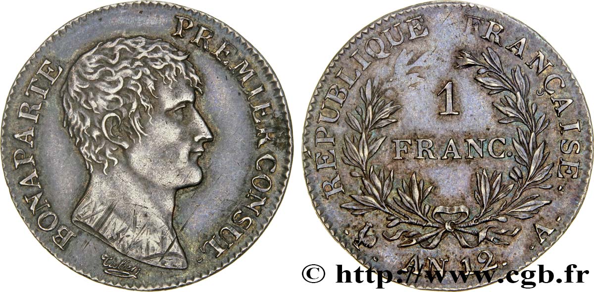 1 franc Bonaparte Premier Consul 1804 Paris F.200/8 AU58 