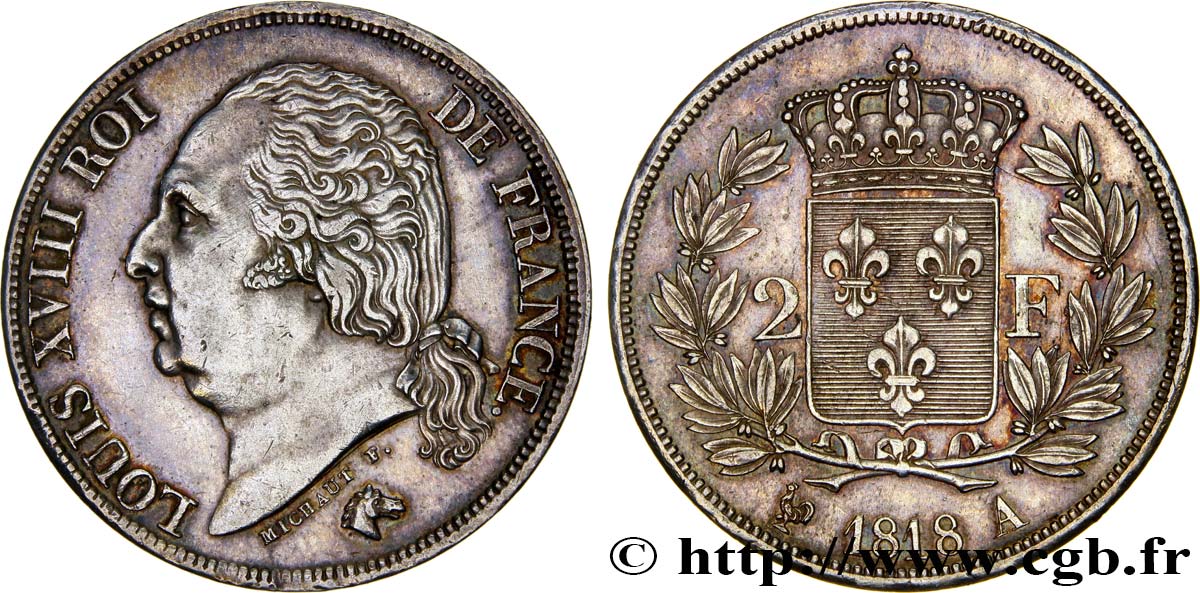 2 francs Louis XVIII 1818 Paris F.257/17 SUP58 