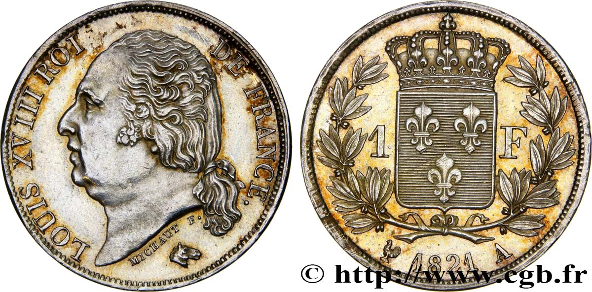 1 franc Louis XVIII 1821 Paris F.206/36 EBC62 