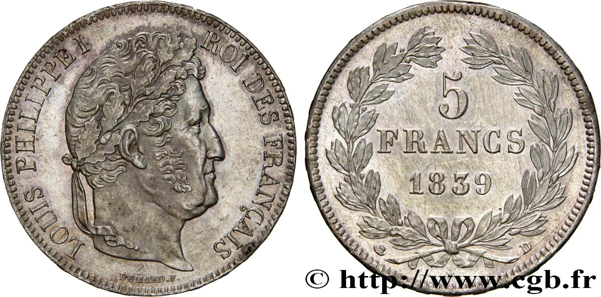 5 francs IIe type Domard 1839 Lyon F.324/78 SPL 