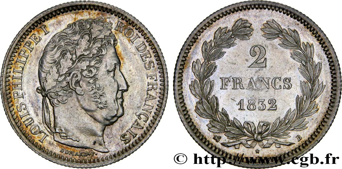 2 francs Louis-Philippe 1832 Rouen F.260/5 EBC58 