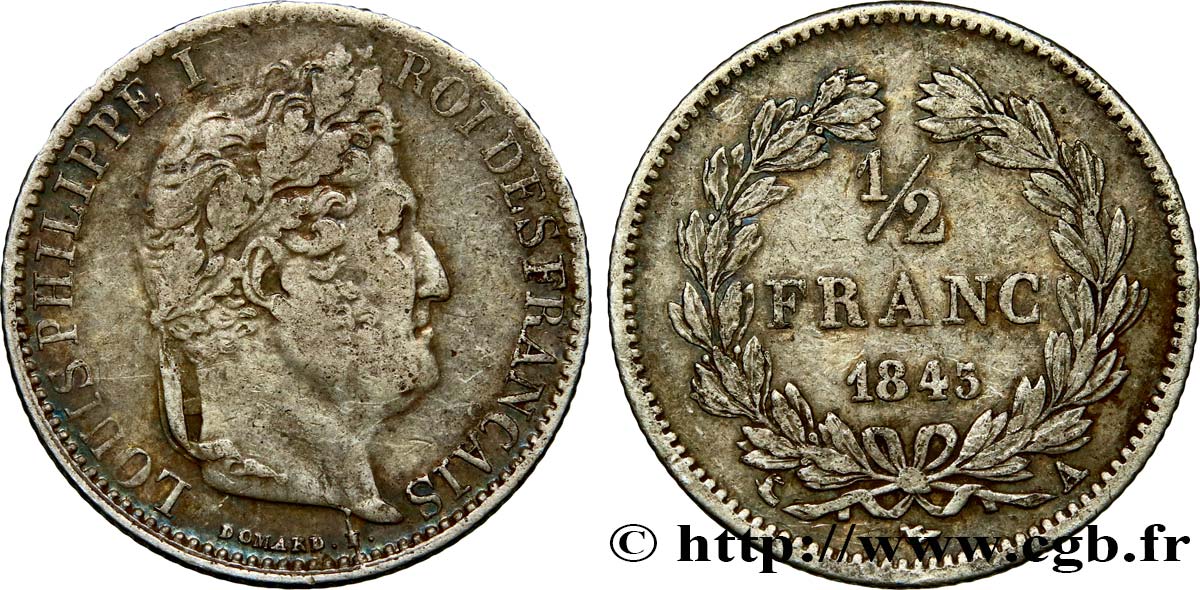 1/2 franc Louis-Philippe 1845 Paris F.182/108 S35 