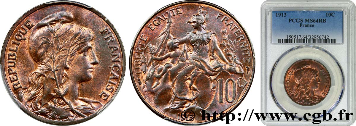 10 centimes Daniel-Dupuis 1913  F.136/22 SPL64 PCGS