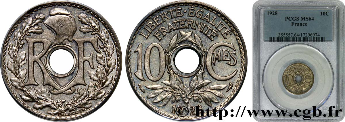 10 centimes Lindauer 1928  F.138/15 fST64 PCGS