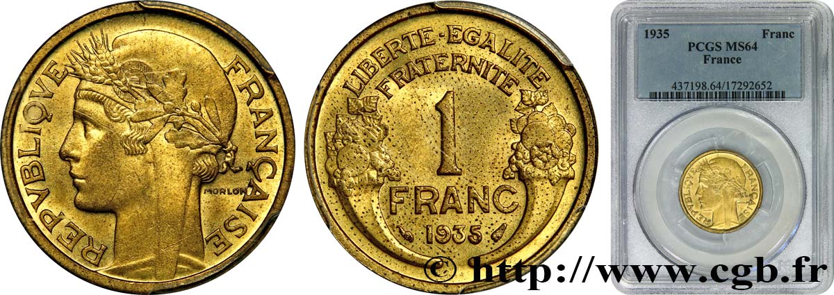 1 franc Morlon 1935 Paris F.219/6 fST64 PCGS