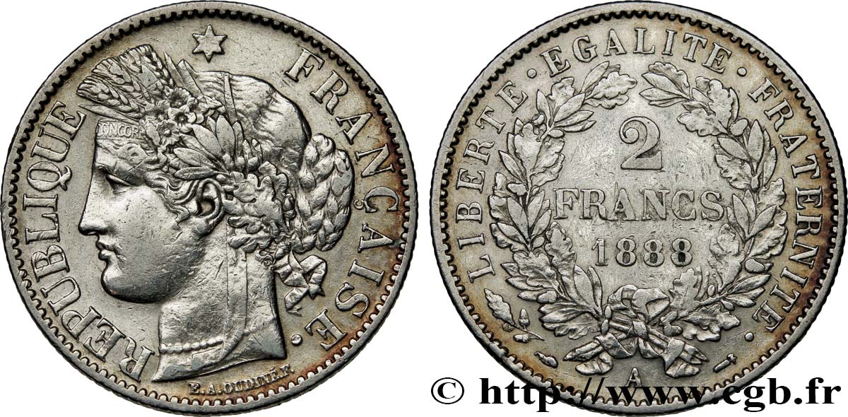 2 francs Cérès, avec légende 1888 Paris F.265/14 XF45 