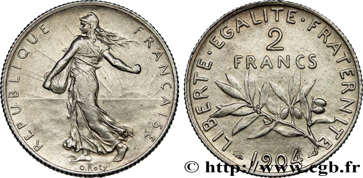 2 francs Semeuse 1904  F.266/8 AU55 